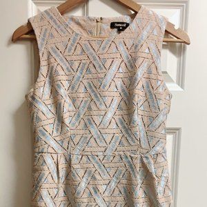 Beige Baby Blue Lace Sheath Dress